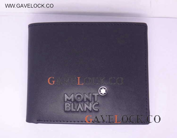 AAA Black Leather With White Star Mont blanc Emblem Replica Mont blanc Wallet